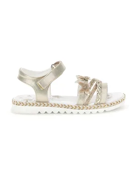 Sandali beige con strappo in velcro e applicazioni floreali 15022 36 - GRAZIE GIRL - FashionsVida