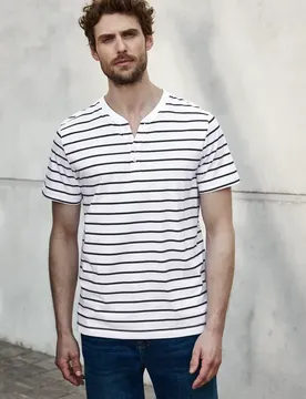 Street One Gestreiftes Henleyshirt male Weiß