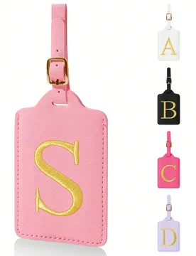 Etiquetas de equipaje con inicial para maletas, etiquetas de equipaje bordadas con letra linda, identificador de nombre de maleta, etiqueta de equipaj - Shein - FashionsVida