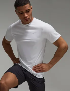 Men's Active Regular Fit Performance Gym T-Shirt White Size 2X-Large White 2XL - boohooMAN - FashionsVida
