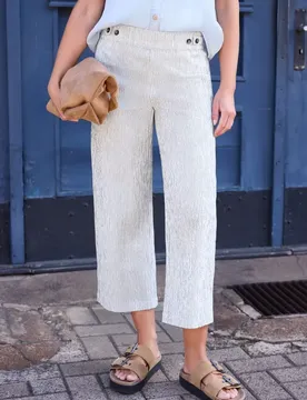 Street One Gestreifte 7/8 Wide Leg Hose female Weiß