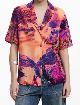 Chemise conçue par Mr. Christian Lacroix, Viscose, Rouge, S