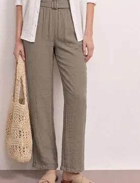 Wide Leg Hose mit Gürtel im Casual Fit female Beige