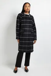 Women's Principles by Wallis Check Wrap Button Coat Size: 12 - Multicolor - Size: 12