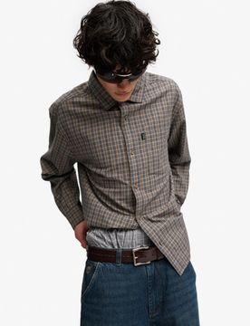Superdry Herren Bench Skater Check Langarmhemd Beige - Größe: S