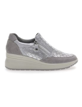 Sneakers Argento In Pelle Con Zeppa 555730 39