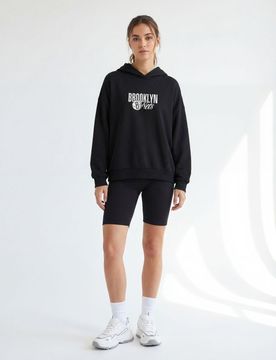 Felpa con cappuccio con stampa Brooklyn Nets NBA - grigio scuro