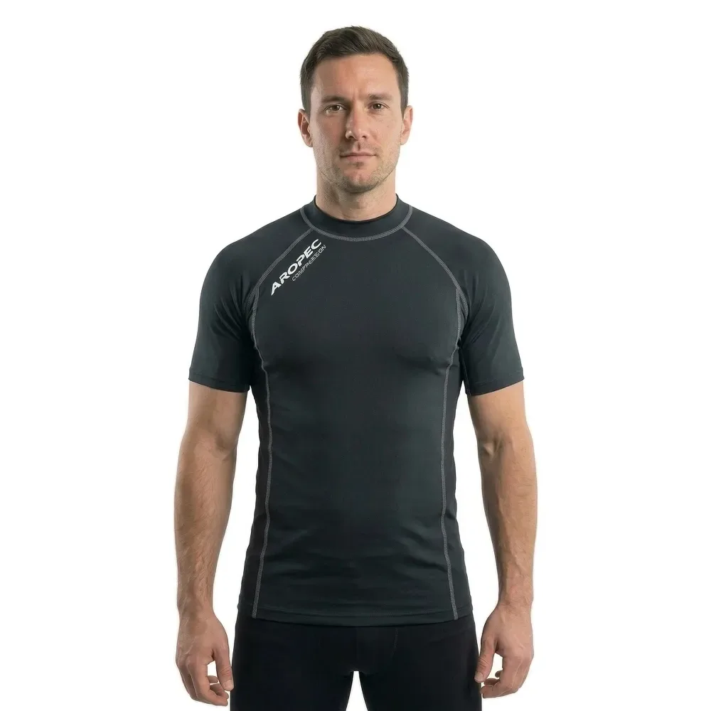 Maglietta A Maniche Corte Compression Short Black M - Aropec - FashionsVida