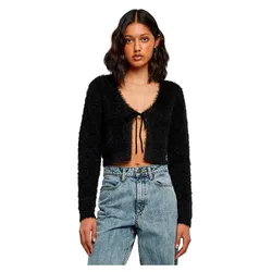 Cardigan Tied Cropped Feather Black 5XL