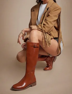 Botas altas hasta la rodilla con suela gruesa y cómoda para mujer con hebilla ajustable - Shein - FashionsVida
