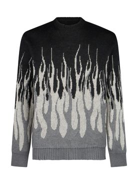 Maglione Uomo Jacquard Flames Jumper Black/grey