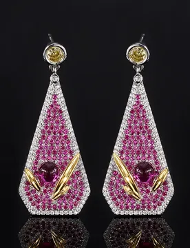 Luxury Women Statement Earring Dazzling Triangle Drop Design in Pink Blue Top Quality Cubic Zirconia Exquisite Stage Accessories - Aliexpress - FashionsVida