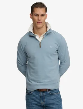 Superdry Herren Classic Essential Sweatshirt mit Halbreißverschluss Blue - Größe: L - 74.99 - FashionsVida