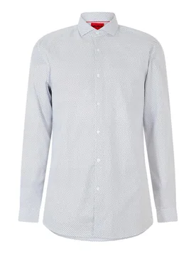 Hugo Mens Oxford Collared Long Sleeve Regular Fit Shirt In Open White Cotton - Size 15.75 Inch - Hugo Boss - FashionsVida