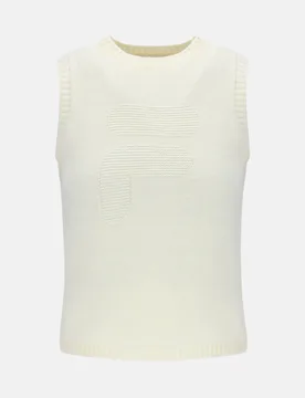 Off White Cropped Knit Vest - XS - FILA - FashionsVida
