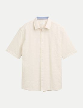 Kurzarmhemd Strukturiert Beige L