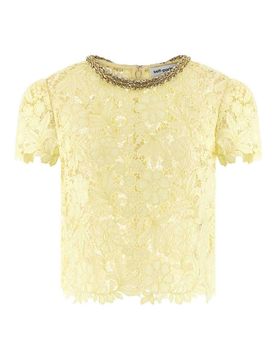 Self Portrait Top in pizzo giallo