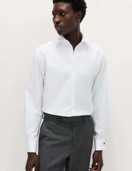 Regular Fit Easy Iron Luxury Cotton Shirt White male