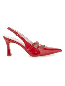 Décolleté Slingback Rosse a Punta Effetto Vernice 3591 38