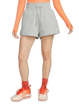 Shorts mit hoher Taille Damen Phoenix Fleece - Gris - female - Size: S - Nike - FashionsVida