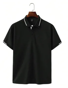 Camisa polo de manga corta a rayas casual para ir al trabajo, formal para hombres - Shein - FashionsVida