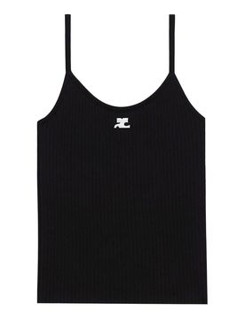 Top in Girocollo a coste con logo Ac