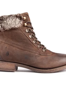 Effie Memory Foam Boot Womens - Tan Leather - Size Uk 5 - Hush puppies - FashionsVida