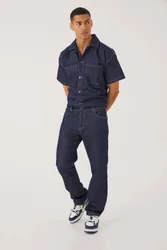 Herren Lockerer Denim-Jumpsuit Indigo Größe Medium