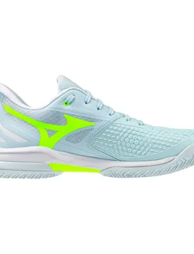 Wave Exceed Tour 7 Cc Clay Shoes Ice Water / Lightning Yellow / White UK 7 - Mizuno - FashionsVida