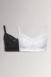 Pack Lace Trim Bras - Multicolor - Size: 42E