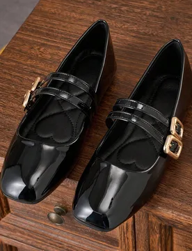 Zapatos negros de mujer con punta cuadrada y slip-on, zapatos casuales y versátiles para la oficina, zapatos de trabajo negros, adecuados para el Dí - Shein - FashionsVida