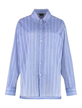 Striped Cotton Shirt with Front Pocket