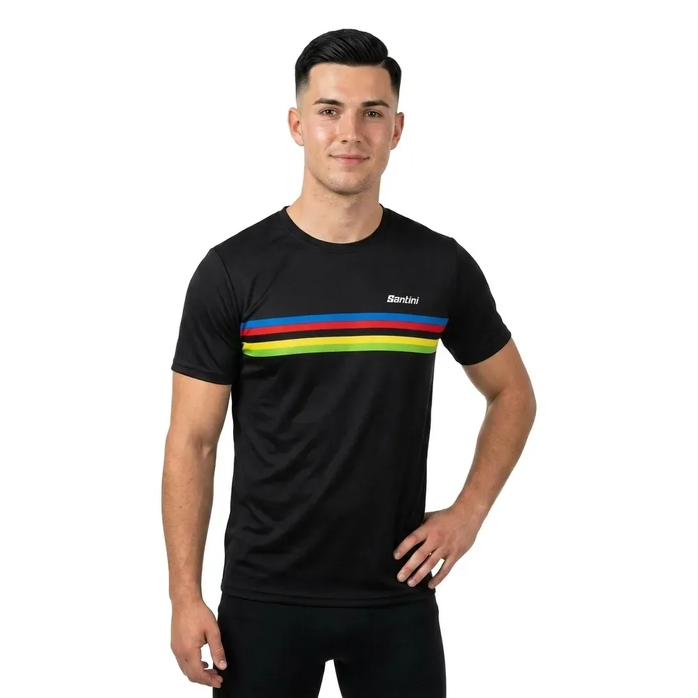 Maglietta A Maniche Corte Uci World Champion Black - Santini - FashionsVida