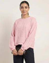 Ruffle Detailed Sleeve Top - ONE / PINK - female
