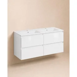 Mueble de baño doble suspendido con 4 cajones y lavabo de porcelana Bbest