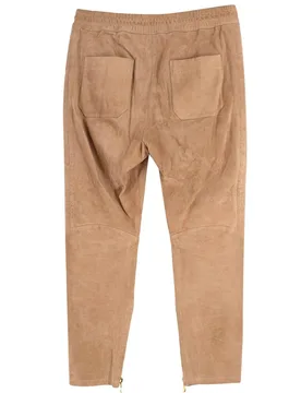 Balmain Camel Suede Joggers - Balmain - FashionsVida