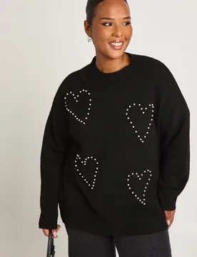 Womens Plus Pearl High Neck Jumper - Black - Size Uk 16-18 (Womens) - Boohoo - FashionsVida