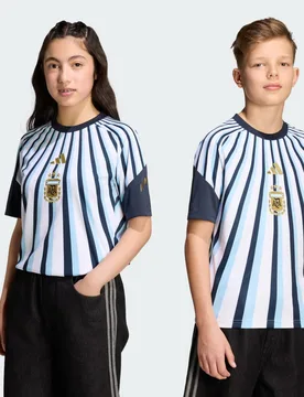 Maglia pre-partita Home Argentina 26 per bambini e bambine 13-14A White - Adidas - FashionsVida