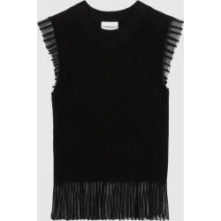 Top de punto de mujer cuello alto sin mangas