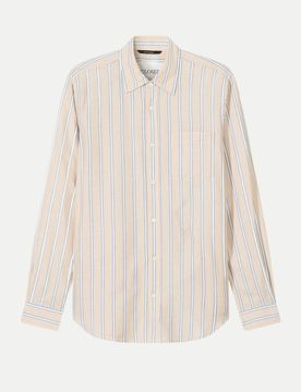 Blusenhemd mit Streifenmuster Beige M