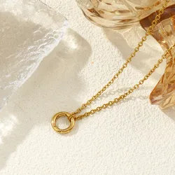 Pc 18k Gold Plated Necklace 304 Stainless Steel Circular Spring Buckle Pendant Necklace For Women Minimalist Exquisite Gift