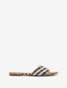 Check Pattern Slide Sandals
