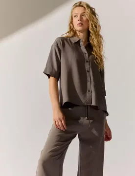 Linen Blouse Solid female - 40 - FashionsVida