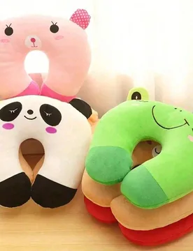 Pieza Almohada en forma de U, estampado de animales de dibujos animados lindo, suave y cómoda, adecuada para el hogar, viajes, avión, coche, etc. Ac - Shein - FashionsVida
