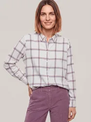 Hemdbluse aus Softflanell, noch offen: Filter Passform#noch offen: Größenlauf, Farbe Weiß, 50, schmeichelnd weich bequem, da elastisch Damen