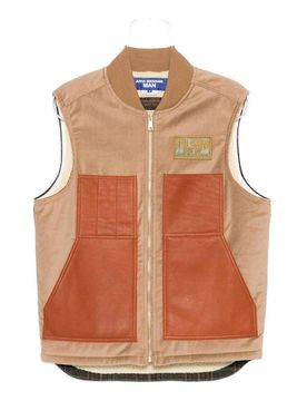 Gilet con pannelli in pelle