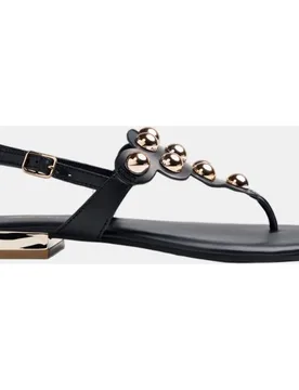 Sandalias de dedo de mujer tipo griegas de piel con detalle de tachas - Gioseppo - FashionsVida