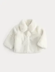 Faux Fur Collared Jacket (0-5 Yrs) Cream Female