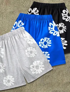 Conjunto de 3 piezas de pantalones cortos informales con bloques de color y cinta reflectante para adolescentes, en negro/gris/azul, para deportes y h - Shein - FashionsVida