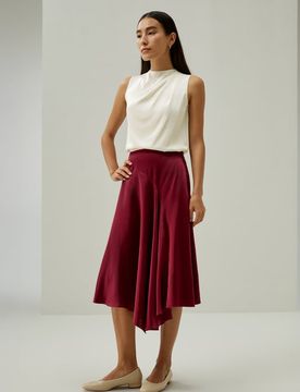 Jupe Mi-Longue Soie Coupe Régulière Pure Soie Élégance Sans Effort Mettent En Valeur Votre Taille 48